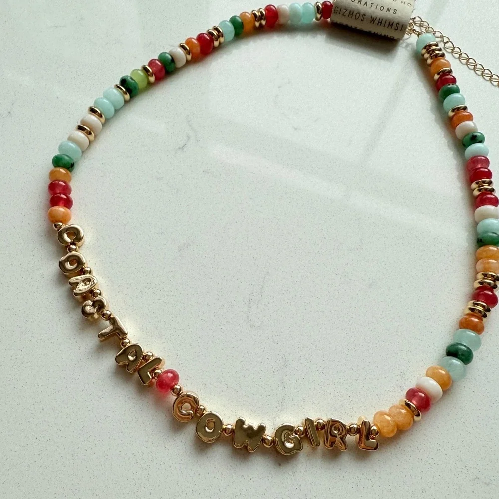 By Anthropologie Beaded‎ Bubble-Letter Necklace - Coastal Cowgirl - NWT
